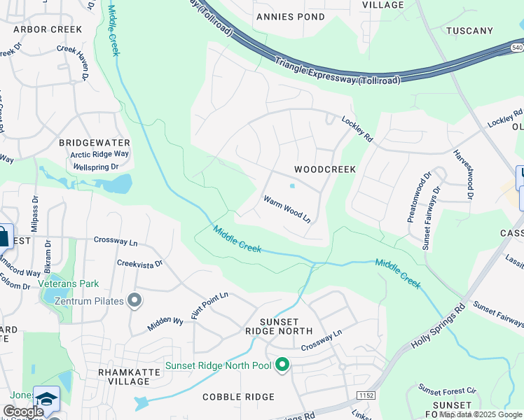 map of restaurants, bars, coffee shops, grocery stores, and more near 105 Cicada Place in Apex