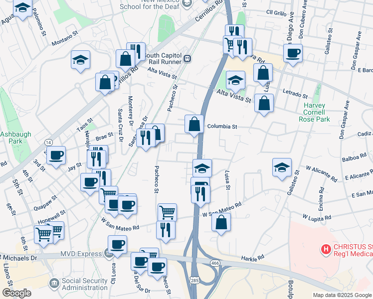 map of restaurants, bars, coffee shops, grocery stores, and more near 810 Cll Anaya North in Santa Fe