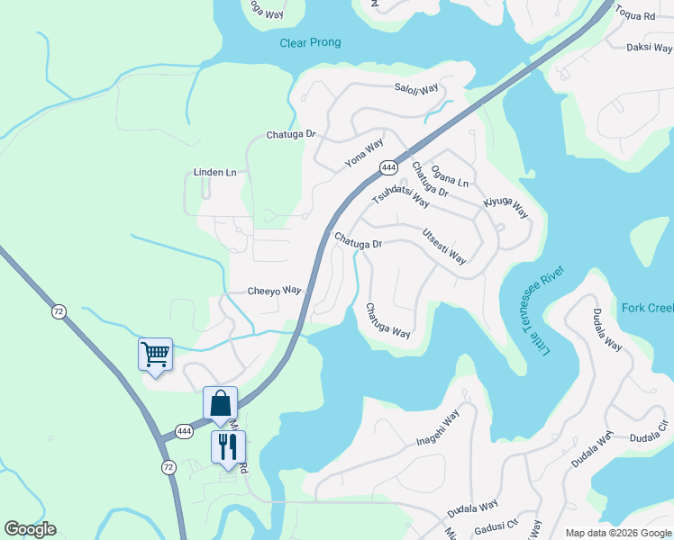 map of restaurants, bars, coffee shops, grocery stores, and more near 106 Bokoshe Circle in Loudon