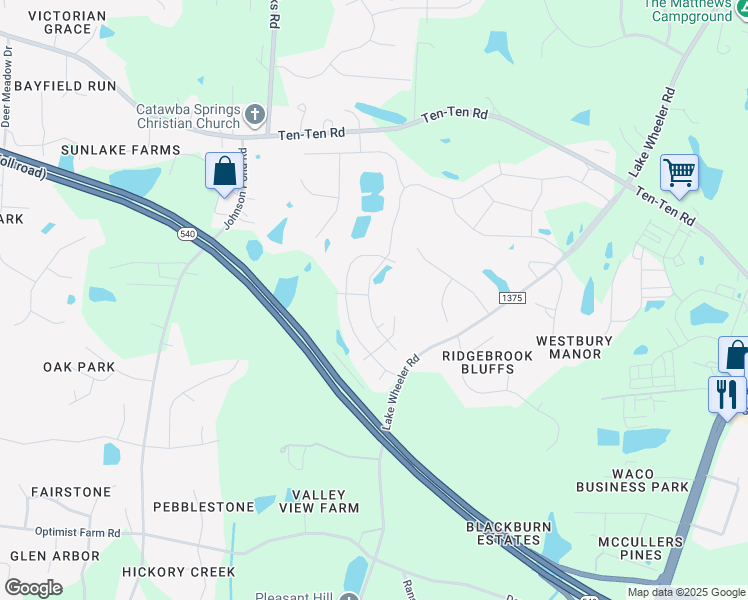 map of restaurants, bars, coffee shops, grocery stores, and more near 4201 Cross Timber Lane in Raleigh