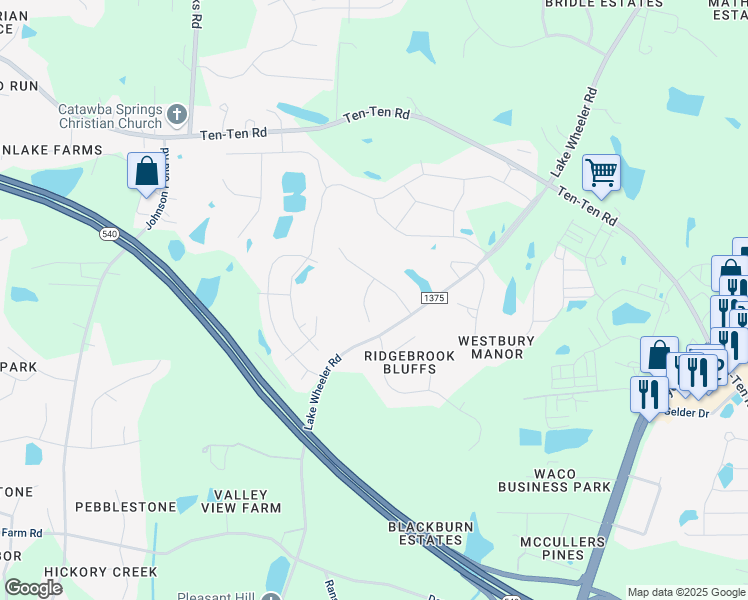 map of restaurants, bars, coffee shops, grocery stores, and more near 3905 Yateswood Court in Raleigh