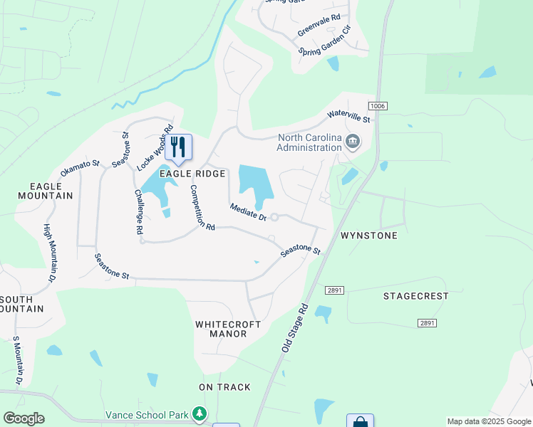 map of restaurants, bars, coffee shops, grocery stores, and more near 191 Mediate Drive in Raleigh