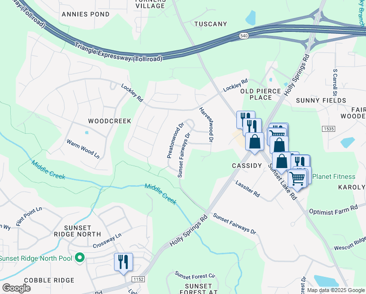 map of restaurants, bars, coffee shops, grocery stores, and more near 200 Victory Pine Lane in Apex