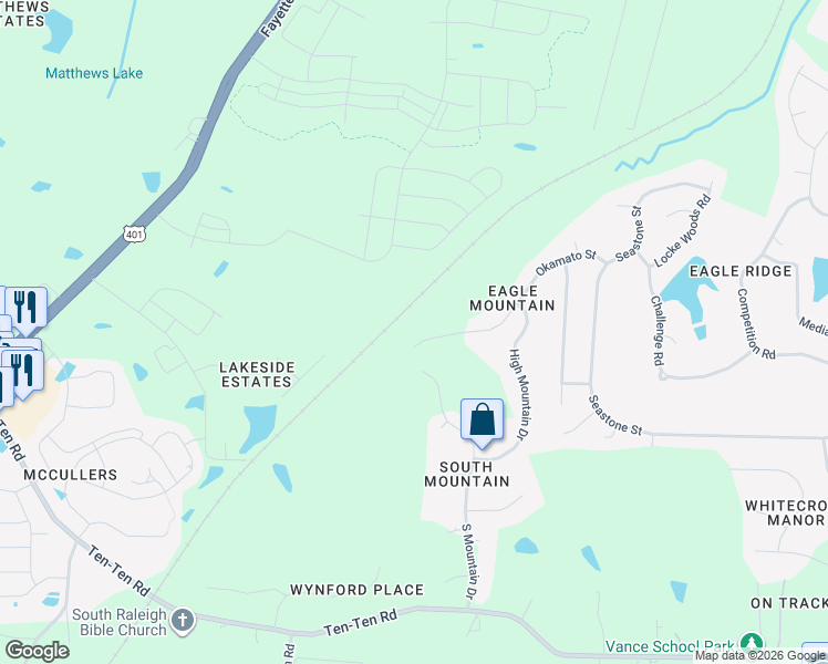 map of restaurants, bars, coffee shops, grocery stores, and more near 404 Okamato St in Raleigh