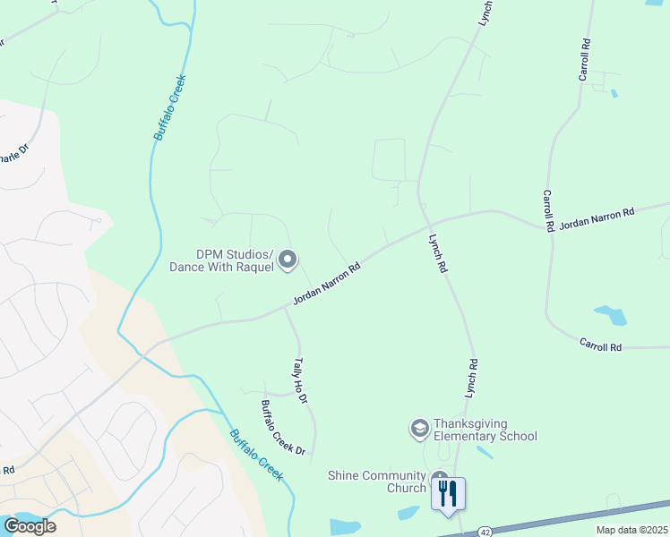 map of restaurants, bars, coffee shops, grocery stores, and more near 1542 Jordan Narron Rd in Selma
