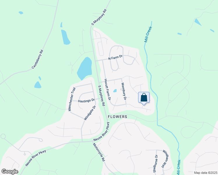 map of restaurants, bars, coffee shops, grocery stores, and more near 205 Hocutt Farm Drive in Clayton