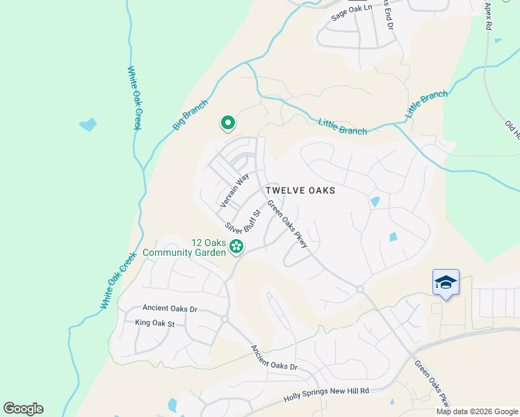 map of restaurants, bars, coffee shops, grocery stores, and more near 109 Silver Bluff Street in Holly Springs