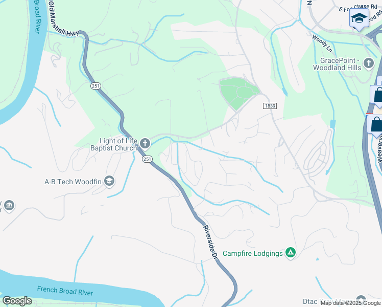 map of restaurants, bars, coffee shops, grocery stores, and more near 108 Greenwood Fields Drive in Asheville