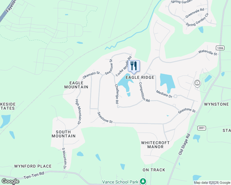 map of restaurants, bars, coffee shops, grocery stores, and more near 335 Challenge Road in Raleigh