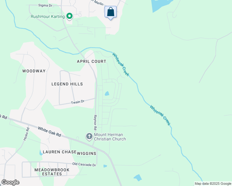map of restaurants, bars, coffee shops, grocery stores, and more near 2721 Hidden Acres Trail in Garner
