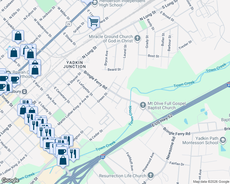 map of restaurants, bars, coffee shops, grocery stores, and more near 811 Bringle Ferry Road in Salisbury