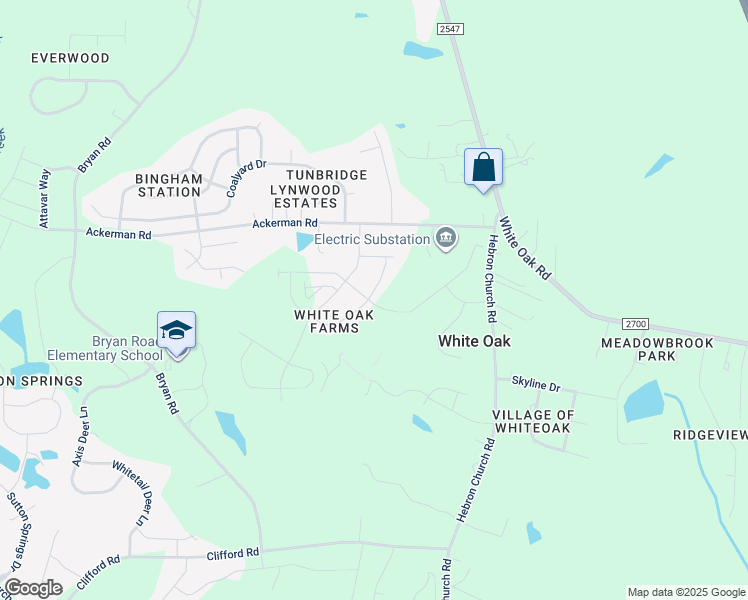 map of restaurants, bars, coffee shops, grocery stores, and more near 2086 Ackerman Road in Garner