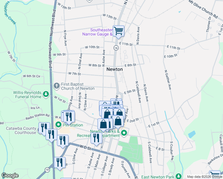 map of restaurants, bars, coffee shops, grocery stores, and more near 23 West 6th Street in Newton