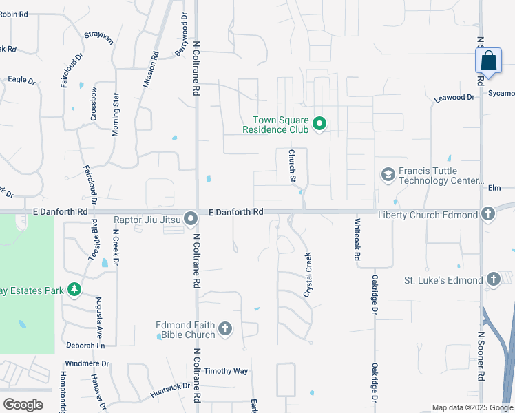 map of restaurants, bars, coffee shops, grocery stores, and more near 1067 Crystal Creek Place in Edmond
