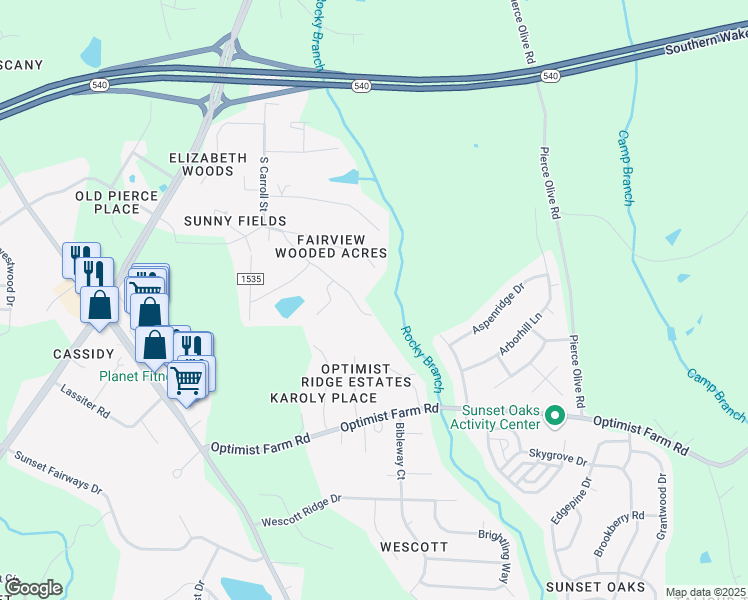 map of restaurants, bars, coffee shops, grocery stores, and more near 217 Fairhaven Street in Apex