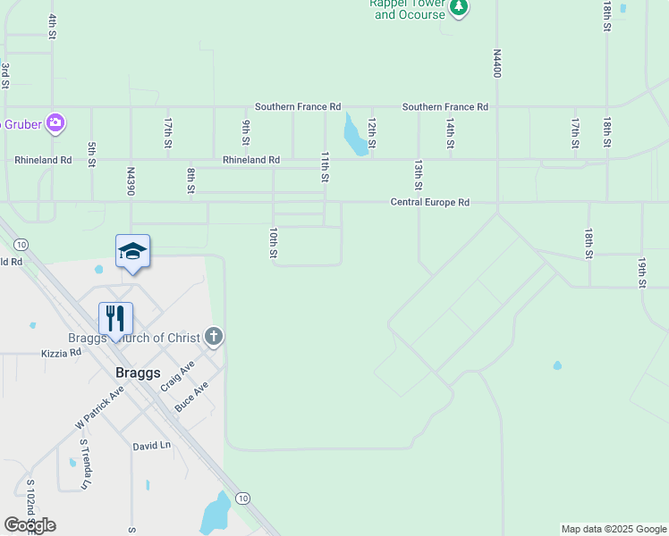 map of restaurants, bars, coffee shops, grocery stores, and more near in Braggs