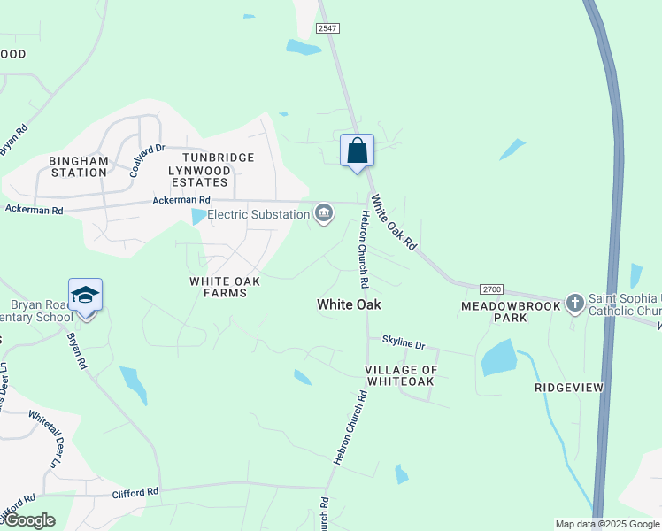 map of restaurants, bars, coffee shops, grocery stores, and more near 7900 Hebron Church Road in Garner