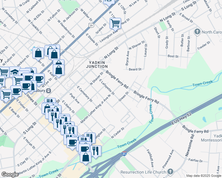map of restaurants, bars, coffee shops, grocery stores, and more near in Salisbury