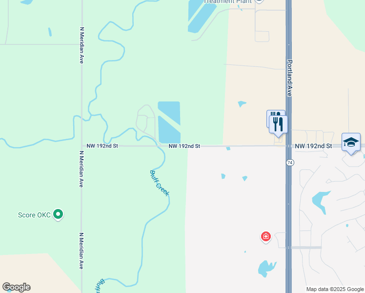 map of restaurants, bars, coffee shops, grocery stores, and more near 4301 Northwest 192nd Street in Edmond