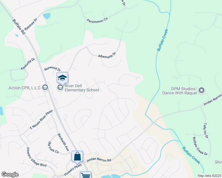 map of restaurants, bars, coffee shops, grocery stores, and more near 539 River Dell Townes Avenue in Clayton