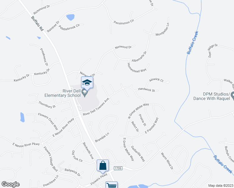 map of restaurants, bars, coffee shops, grocery stores, and more near 178 Needham Lane in Clayton
