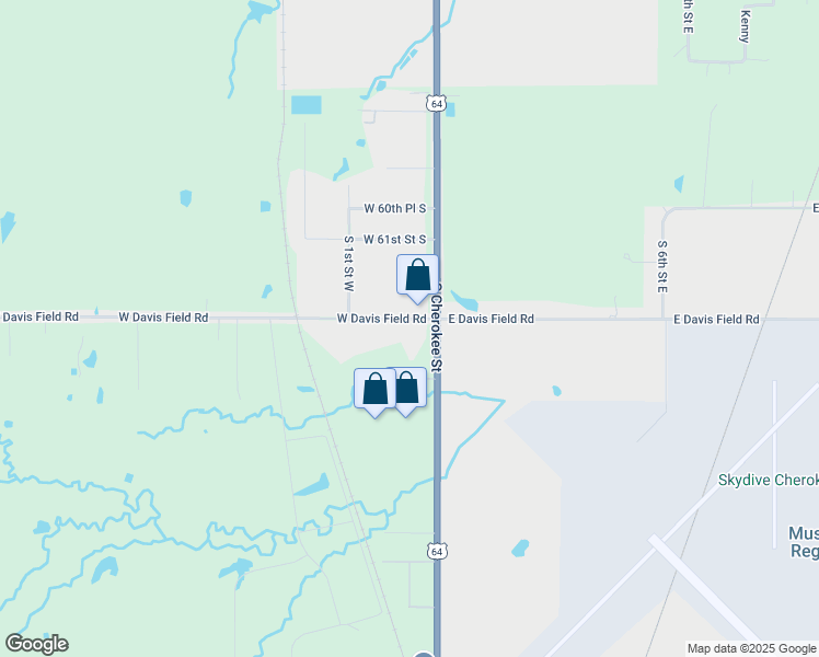 map of restaurants, bars, coffee shops, grocery stores, and more near 5618 South Cherokee Street in Muskogee