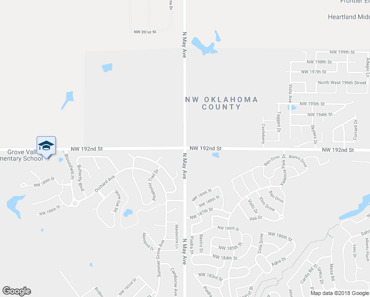 map of restaurants, bars, coffee shops, grocery stores, and more near 19298 North May Avenue in Edmond