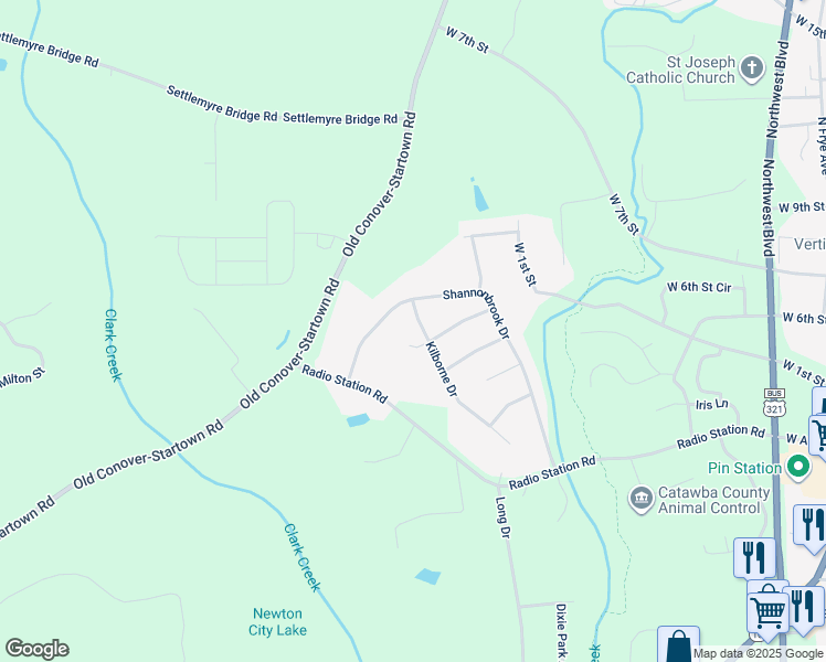 map of restaurants, bars, coffee shops, grocery stores, and more near 320 Kilborne Drive in Newton