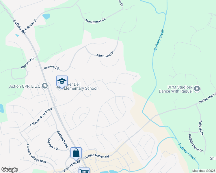 map of restaurants, bars, coffee shops, grocery stores, and more near 539 River Dell Townes Avenue in Clayton