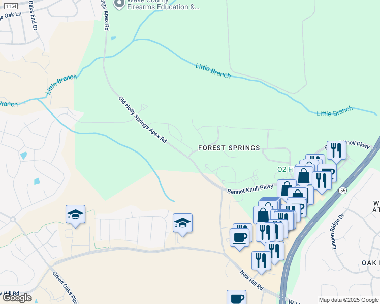 map of restaurants, bars, coffee shops, grocery stores, and more near 101 Beaconwood Lane in Holly Springs