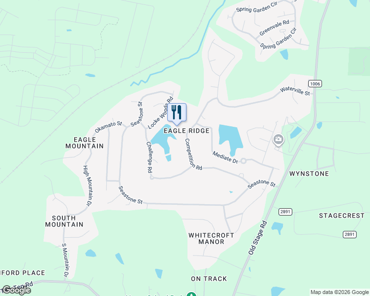 map of restaurants, bars, coffee shops, grocery stores, and more near 521 Competition Road in Raleigh