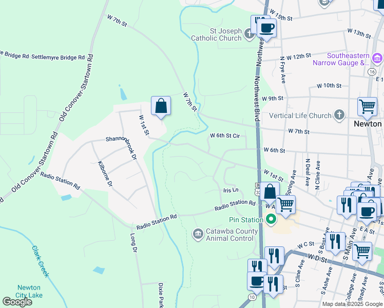 map of restaurants, bars, coffee shops, grocery stores, and more near 824 Constitution Avenue in Newton