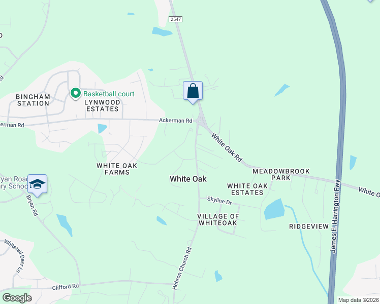 map of restaurants, bars, coffee shops, grocery stores, and more near 7824 Hebron Church Road in Garner