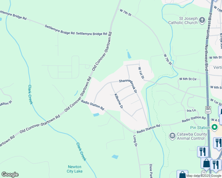 map of restaurants, bars, coffee shops, grocery stores, and more near 324 Kilborne Drive in Newton