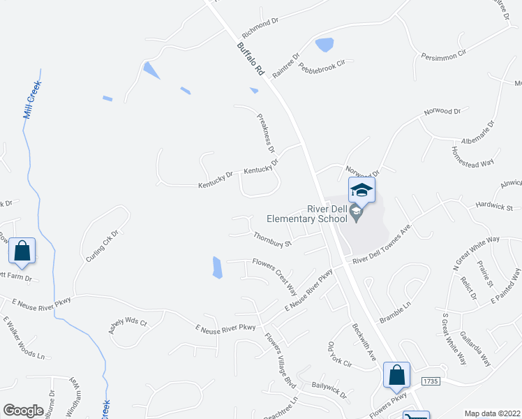 map of restaurants, bars, coffee shops, grocery stores, and more near 420 Triple Crown Circle in Clayton