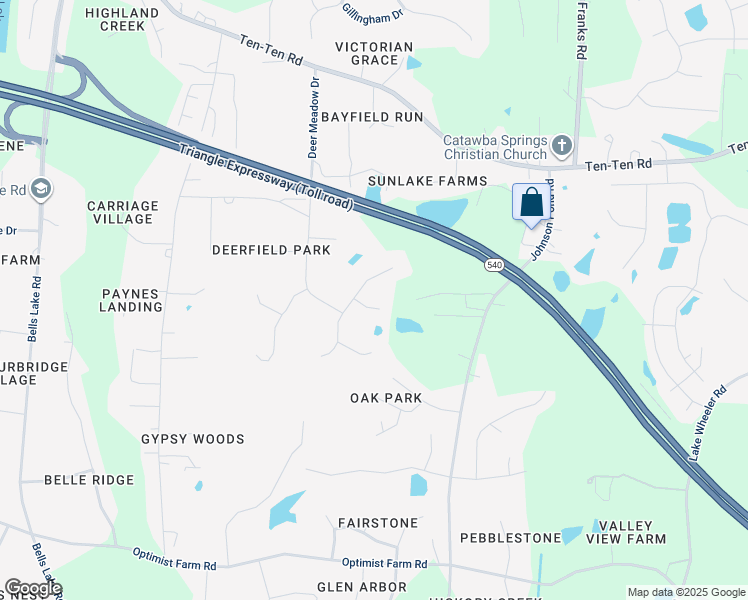 map of restaurants, bars, coffee shops, grocery stores, and more near 8309 Whitetail Drive in Apex