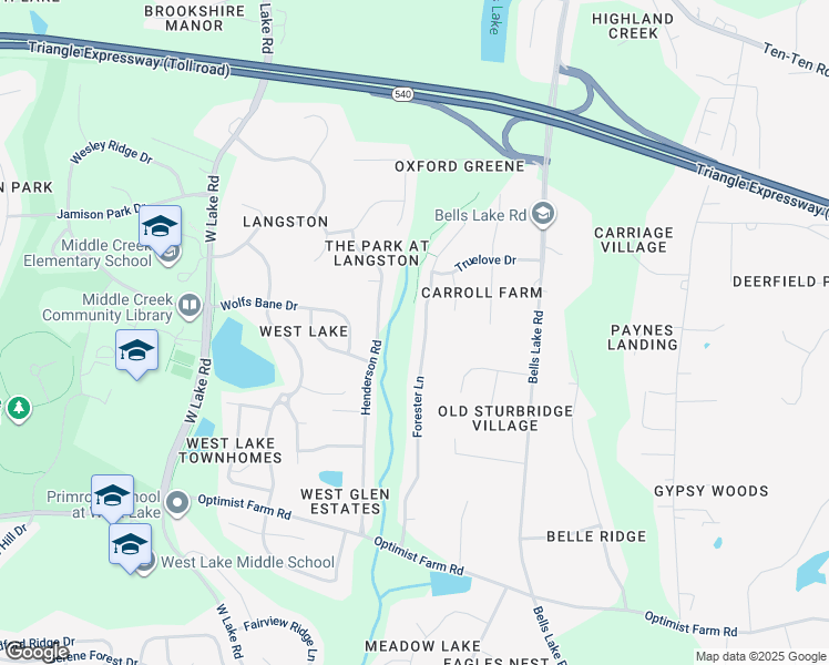 map of restaurants, bars, coffee shops, grocery stores, and more near 8691 Forester Lane in Apex