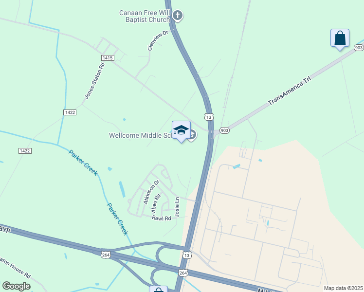map of restaurants, bars, coffee shops, grocery stores, and more near 3101 North Memorial Drive in Greenville