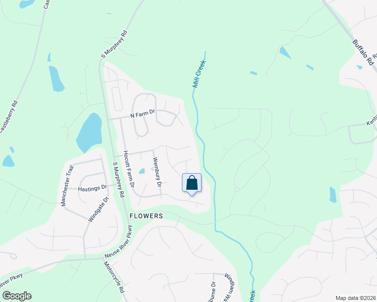 map of restaurants, bars, coffee shops, grocery stores, and more near 406 Mill Creek Drive in Clayton