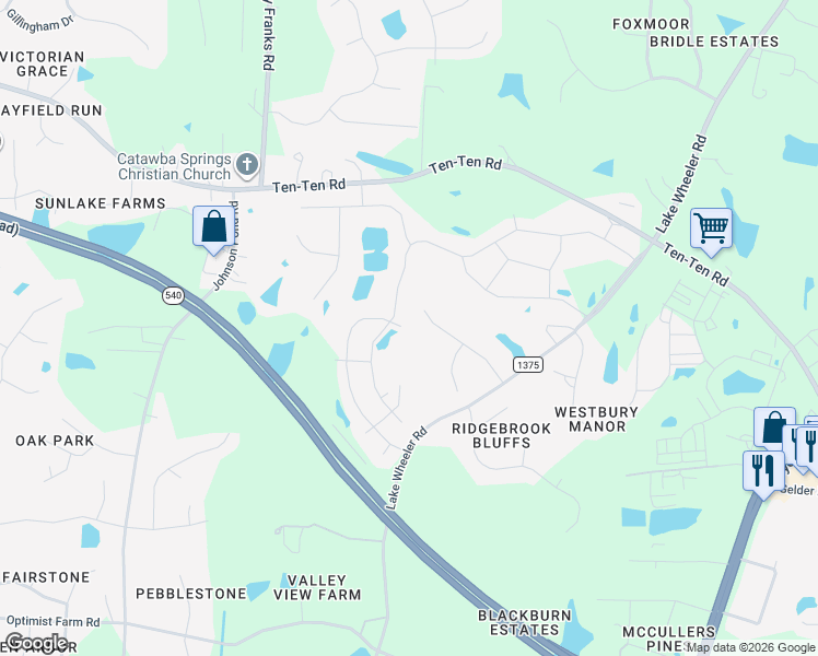 map of restaurants, bars, coffee shops, grocery stores, and more near 3900 Bluffwind Drive in Raleigh