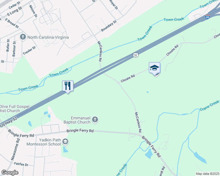 map of restaurants, bars, coffee shops, grocery stores, and more near 1375 McCanless Road in Salisbury