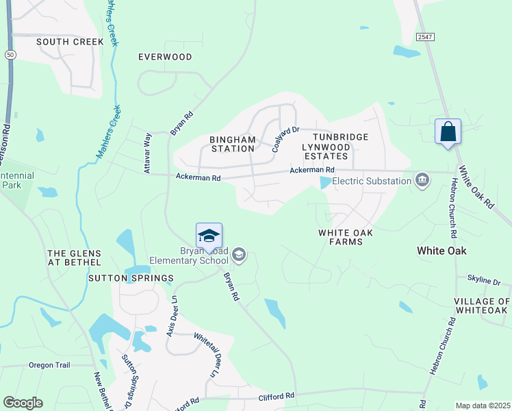 map of restaurants, bars, coffee shops, grocery stores, and more near 110 Steam Engine Way in Garner