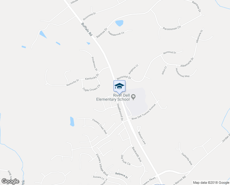 map of restaurants, bars, coffee shops, grocery stores, and more near 12135 Buffalo Road in Clayton
