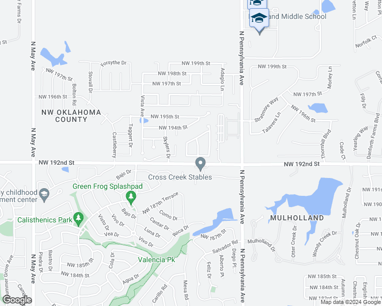 map of restaurants, bars, coffee shops, grocery stores, and more near 2229 Northwest 193rd Street in Edmond