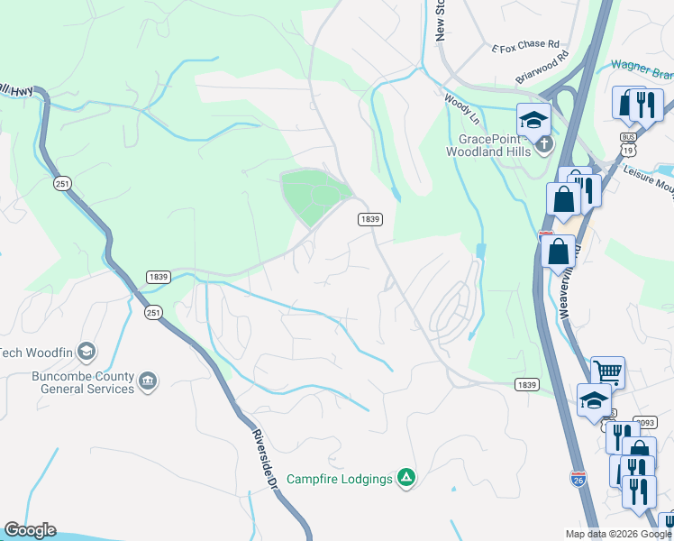 map of restaurants, bars, coffee shops, grocery stores, and more near 51 Hannah Drive in Asheville