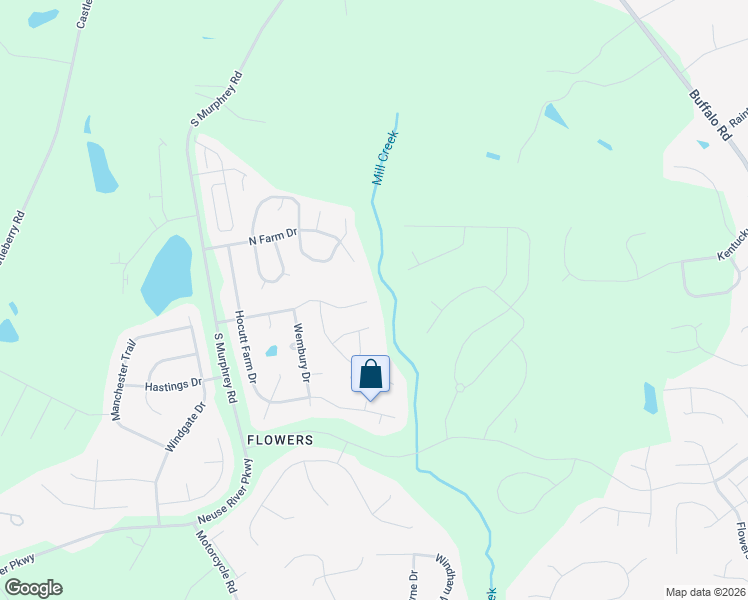map of restaurants, bars, coffee shops, grocery stores, and more near 406 Mill Creek Drive in Clayton