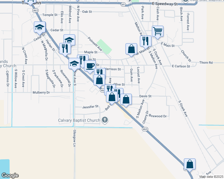 map of restaurants, bars, coffee shops, grocery stores, and more near 509 Plaza Avenue in Trumann
