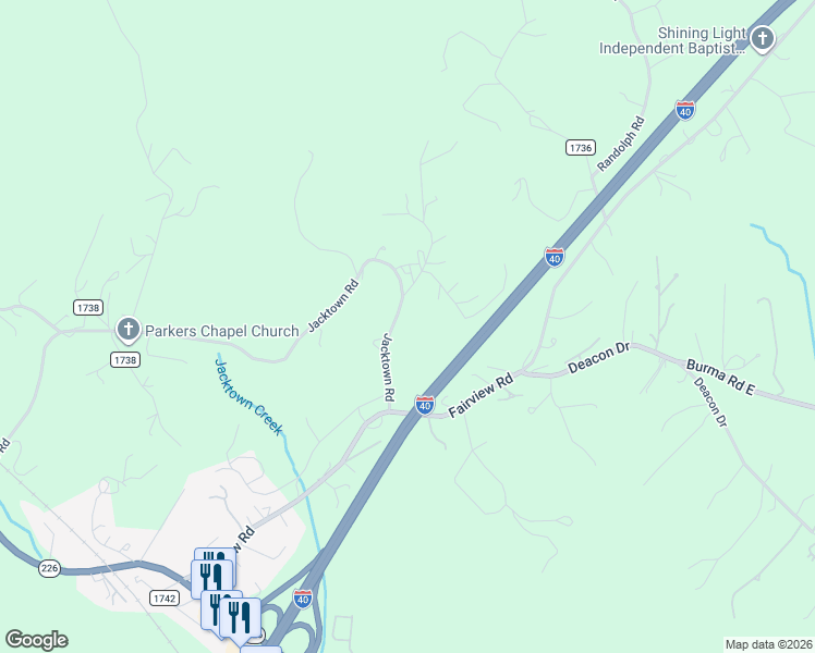 map of restaurants, bars, coffee shops, grocery stores, and more near 1435 Jacktown Road in Marion