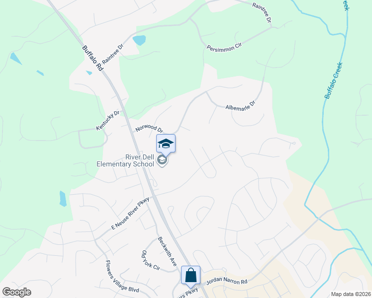 map of restaurants, bars, coffee shops, grocery stores, and more near 109 Pearsall Farm Lane in Clayton