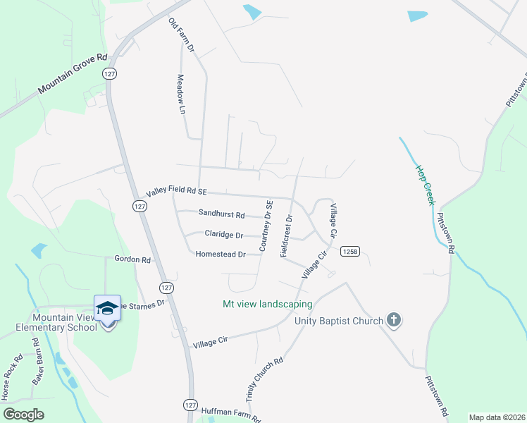 map of restaurants, bars, coffee shops, grocery stores, and more near 5596 Sandhurst Road in Hickory
